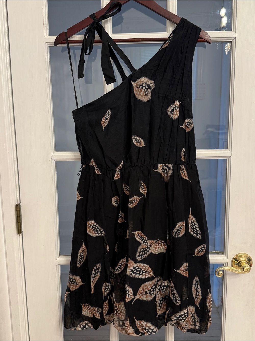 Anthropologie LEIFSDOTTIR Women’s Feliciana Floating Feathers Dress Black Sz 8